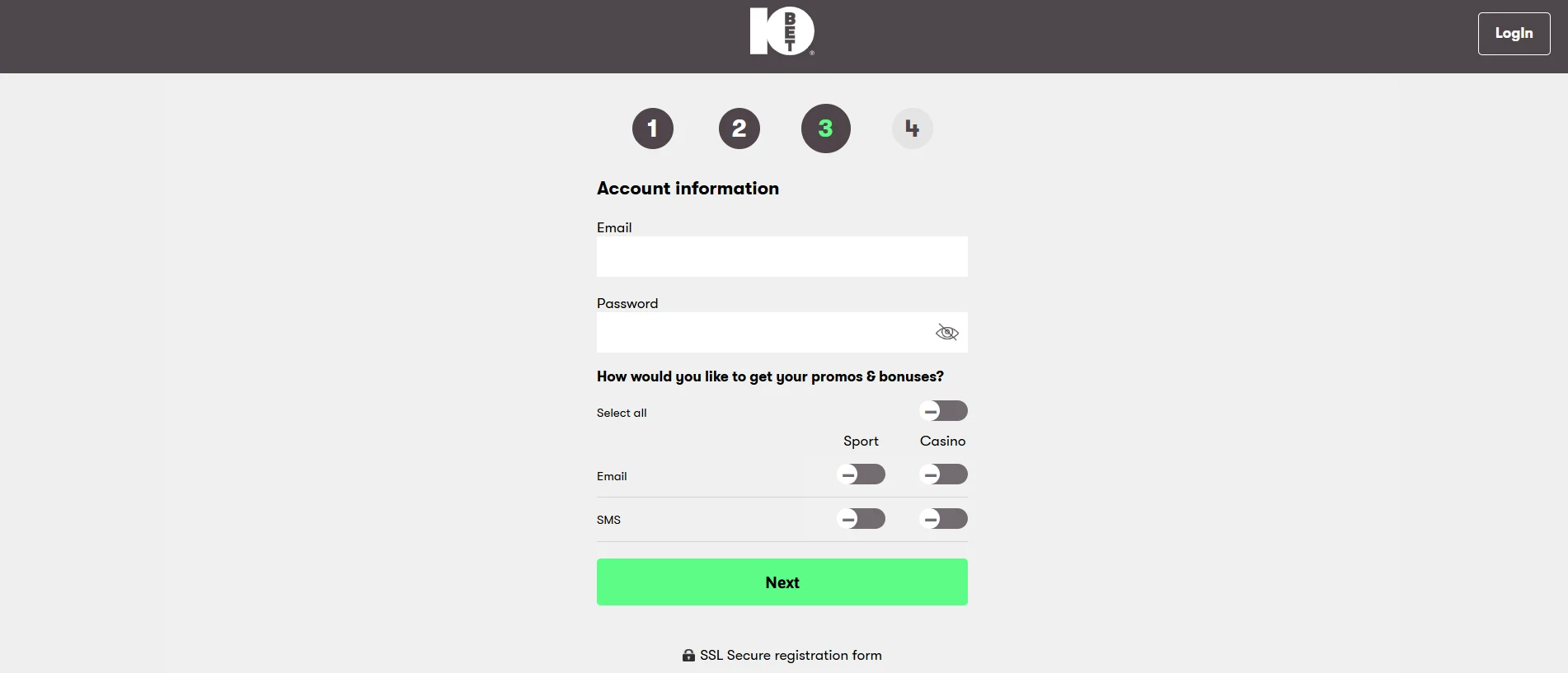 10bet registration form