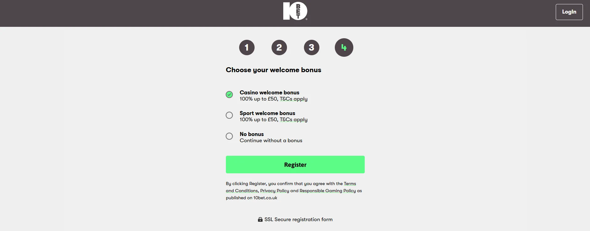 10bet registration form