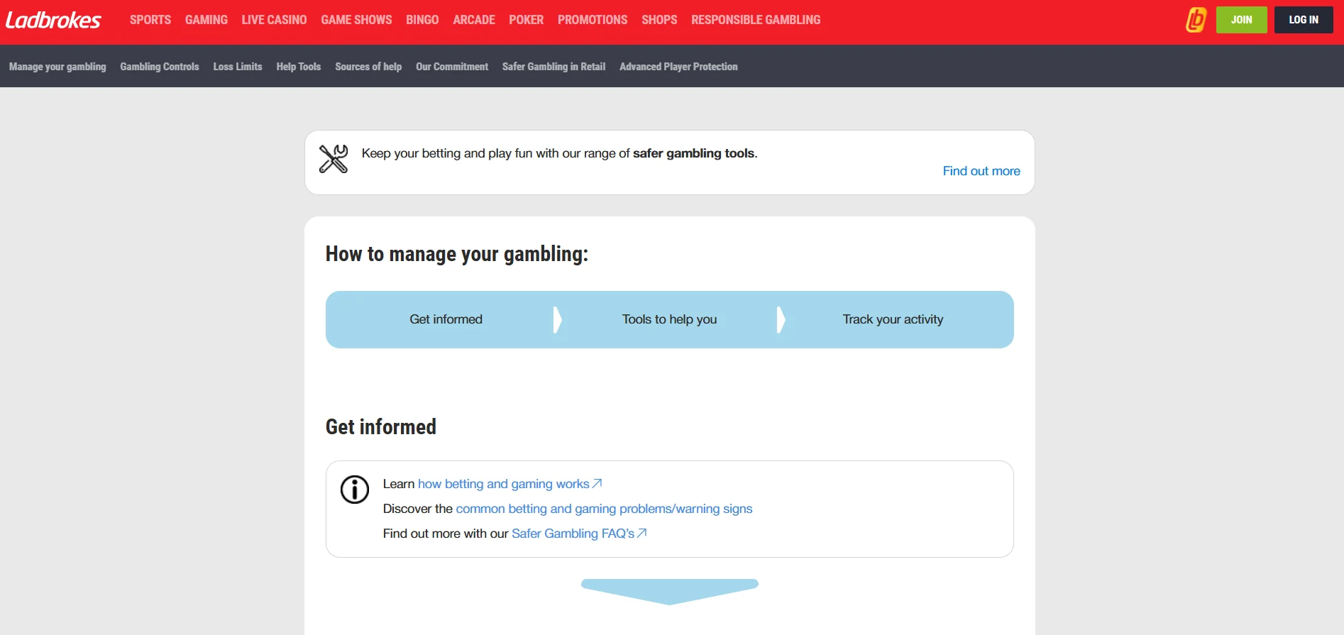ladbrokes responsible gambling